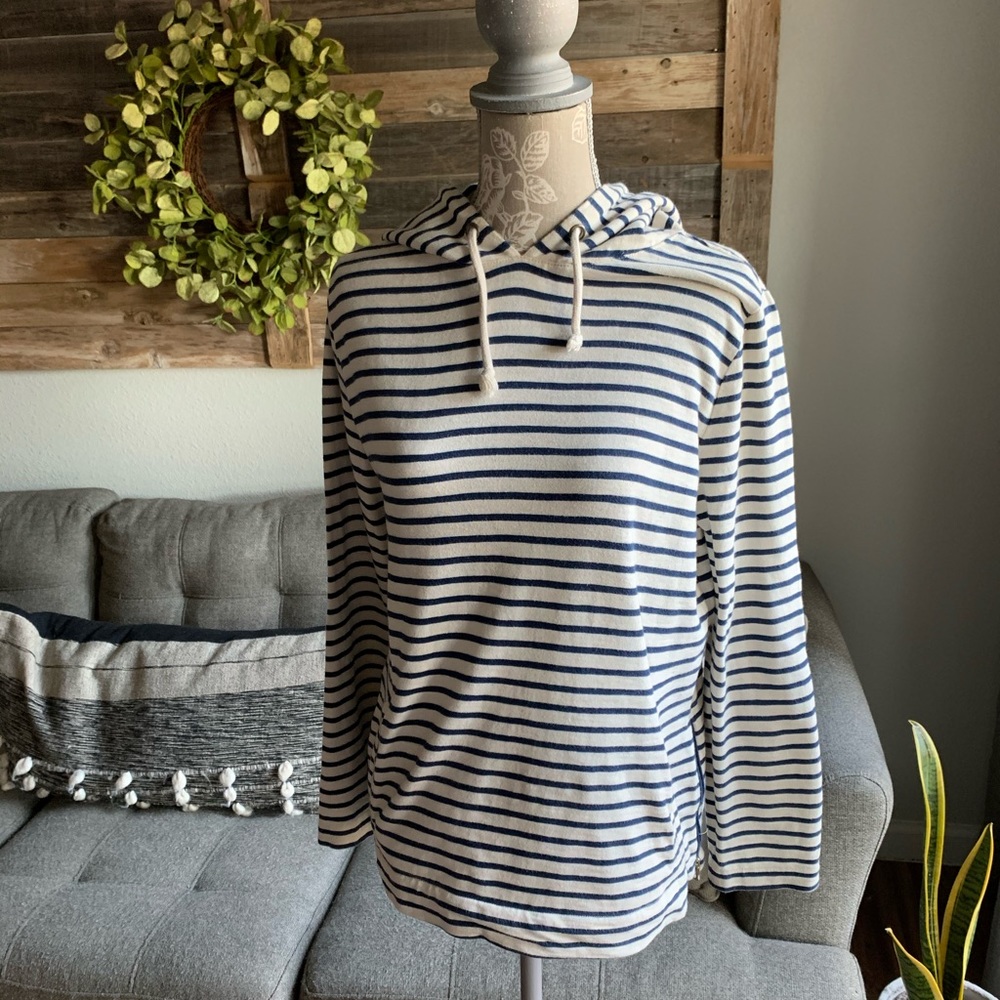 J. Crew Striped Hooded Side Zip Pullover - Picture 1 of 13